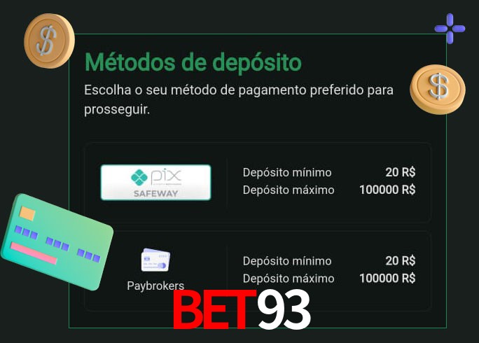 O cassino bet93 oferece uma grande variedade de métodos de pagamento